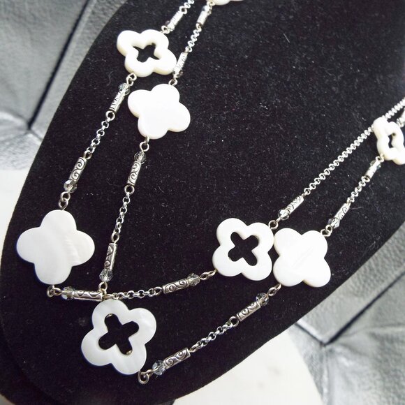 BRIGHTON MOP CLOSED/OPEN CLOVER QUADRAFOIL ALHAMBRA CRYSTALS 42" L. NECKLACE F - Picture 2 of 7